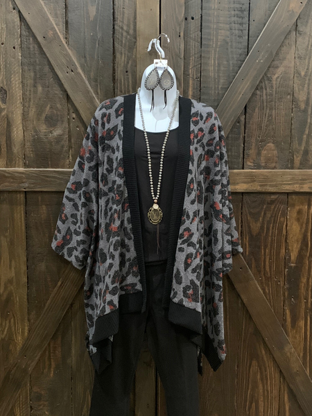 Animal Printed Kimono Style Poncho