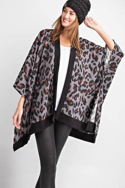 Animal Printed Kimono Style Poncho